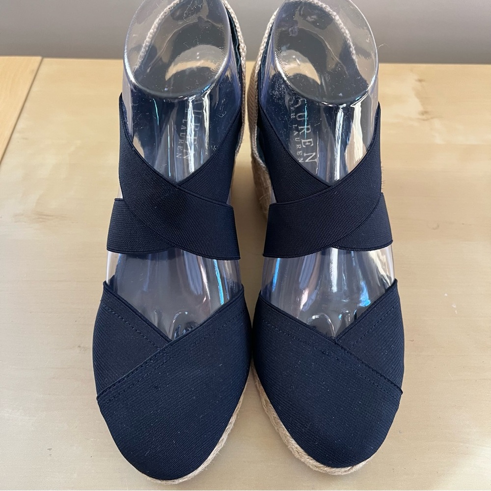Lauren Ralph Lauren Dark Navy Espadrille Wedge Sandals - Picture 3 of 8